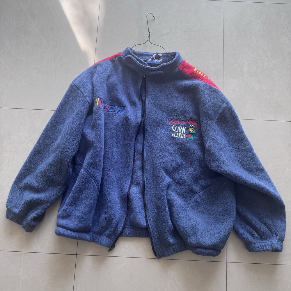 Kellogg’s Vintage NASCAR Racing Collection Fleece Jacket XL Blue Corn Flakes